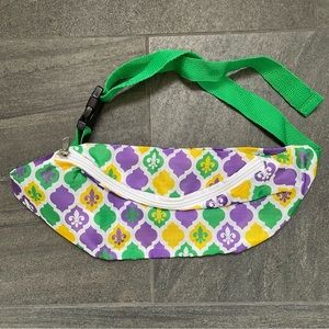 Mardi Gras Fleur De Lis Fanny Pack New Orleans NOLA Purple Green Gold Parade Bag